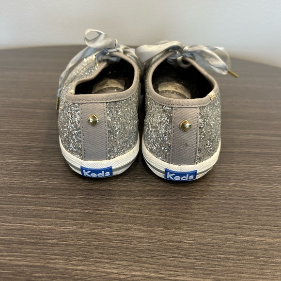 Kate Spade Keds Silver Glitter Champion Sneakers with Ribbon Laces Women’s 9 - Picture 7 of 8